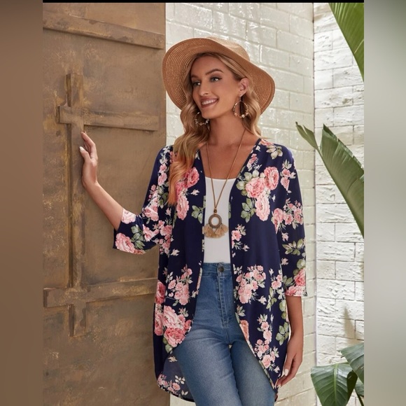 SHEIN Sweaters - NWOT🌹EMERY ROSE Floral Print Open Front Cardigan